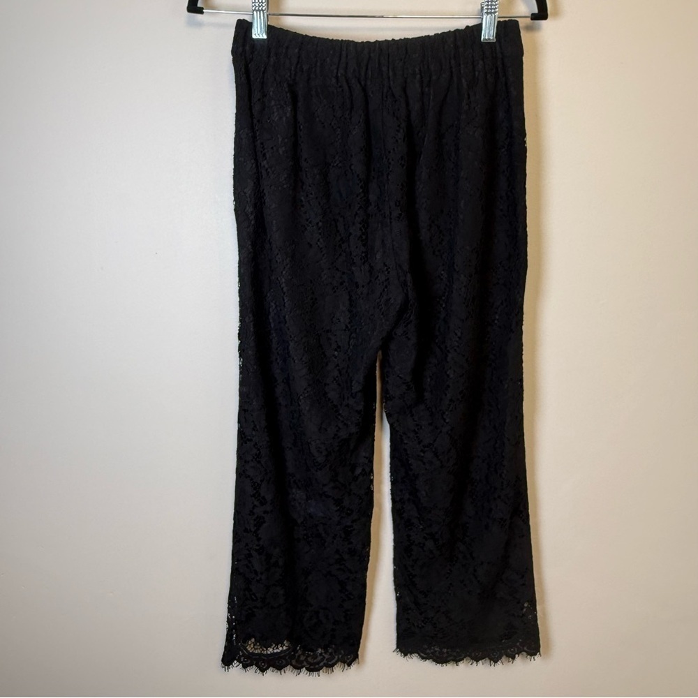 J. Crew Black Lace High Rise Pull On Peyton Cropped Length Pants Size 6P NWT - Picture 5 of 9